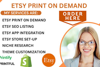 etsy shopify print on demand, etsy print on demand, printify printful, etsy seo
