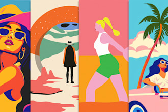 make vibrant pop art illustrations for posters and merch