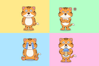 draw cute and simple 2d cartoon characters