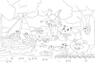 make unique coloring book pages and illustration for children