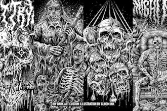create dark art skull for your brand or band