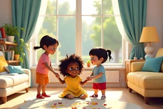 illustrate cute 3d children book story and book cover