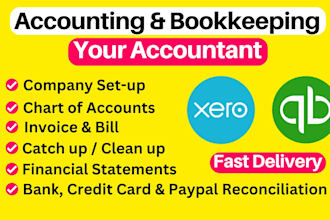 setup quickbooks online, clean up, reconcile and bookkeeping in qbo, xero