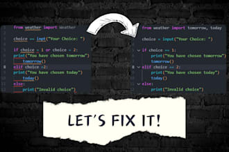 review your code and help you fix bugs in python