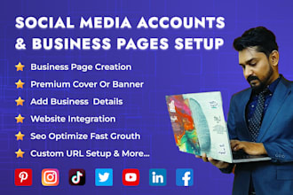 setup facebook and linkedin business page,create social media accounts