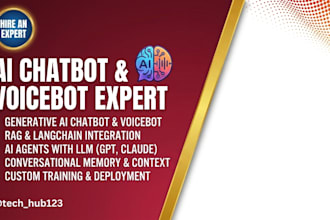 create chatbot, voicebot, ai agent using generative ai, rag, langchain and llms