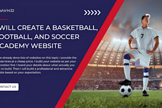 build a professional american football website, soccer academy website