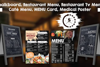 design chalkboard menu restaurant TV menu café card  menu board