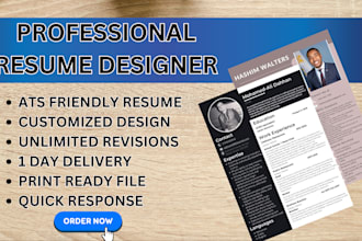 design ats friendly, modern resume, cv maker for you
