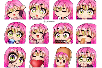 create cute custom twitch chibi emotes for you, static