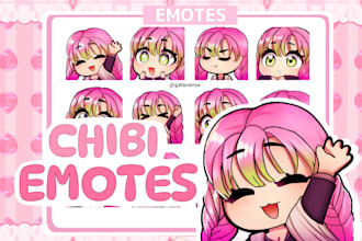 create cute custom chibi emotes for you, for twitch, youtube