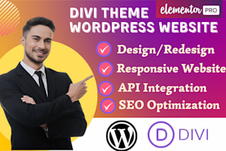make wordpress website with divi theme elementor pro elementor website