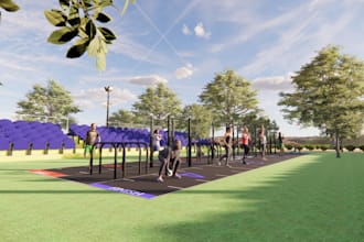 design 3d outdoor gym and sports complex