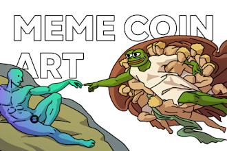 draw high quality funny custom crypto art for your meme coin social media