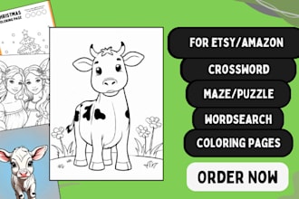 draw colouring page for kdp, etsy, kids activity book, worksheets, puzzles
