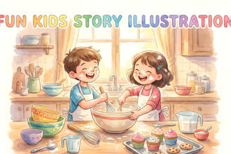 watercolor children story book illustration, hand drawn watercolor illustration