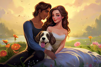 make disney cartoon portrait of cat, dog or any pets