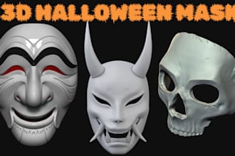 design 3d halloween cosplay mask, 3d helmet and halloween props for 3d printing