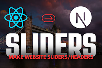 make website sliders, carousels, headers in next js  react js, wordpress slider