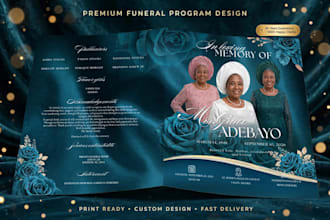 design obituary, memorial and funeral program booklet announcement