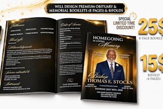 design obituary, memorial and funeral program and booklet slide show