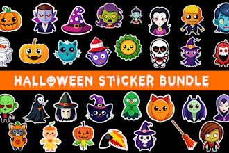 create halloween sticker bundle