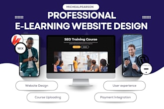 create wordpress, kajabi course website, wix online course sales page design