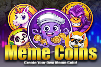 create funny and unique character logo for your meme coin in cartoon style