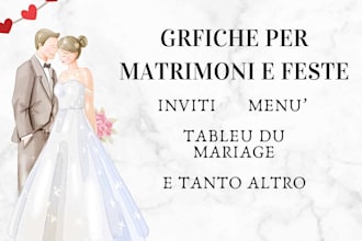 inviti e grafiche per  matrimoni, gender reveal e feste
