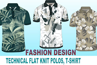 do a flat knit tshirt and  polo shirt design