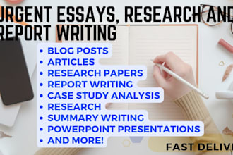 do essay writing, case study, research writing, summary reports, market research