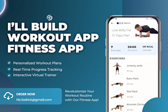 create a fitness app, workout app, health app, gym app
