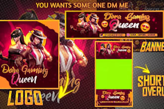 design in outstanding youtube channel  gaming logo gaming banner and overlay