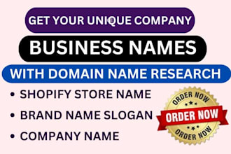 create a business name, brand name, slogan, logo and website