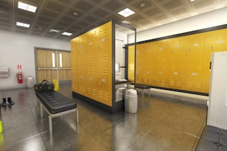 do 3d design and renovation of locker room and changing room