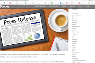 write and submit press release to UK, USA, europe, germany and 500plus sites