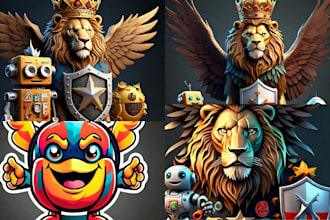 design a unique mascot and emblem logo design in 3d