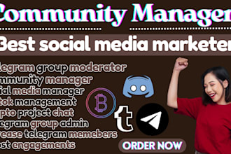 active telegram, discord, twitter moderator, solana memecoin community manager