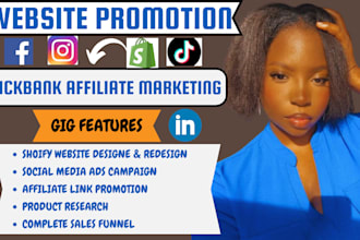promote website link wix, shopify, etsy, wordpress on social media