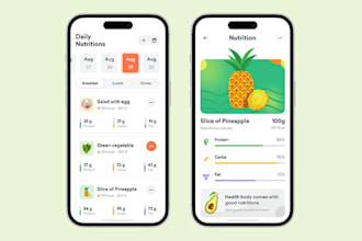 develop food journal app, food dairy app, diet planner app, nutrition app