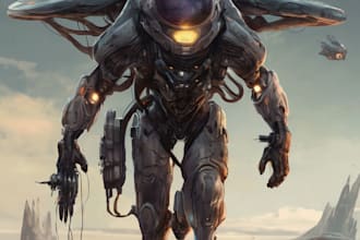 design a sci fi illustration and concept art