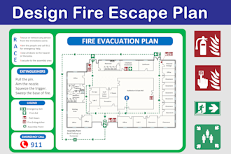 draw evacuation plan, escape route maps, fire safety plan