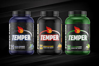 design a professional supplement bottle, label and product packaging desi