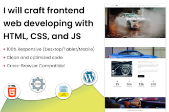 craft frontend web developing with HTML, CSS, bootstrap, js