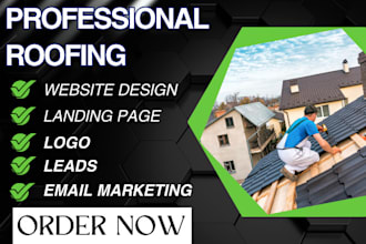 design roofing website plumbing flooring construction logo roofing gohighlevel