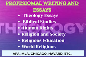 do theology research, biblical studies, human rights and world religions essys
