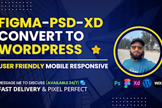 convert  PSD, xd, figma to wordpress using elementor pro