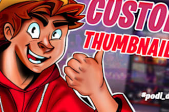 design unique custom drawn gaming cartoon youtube thumbnail