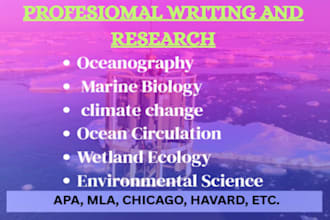 write oceanography case studies, marine biology and climate change research