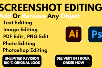 edit any screenshot, text, and photoshop editing in 1 hour